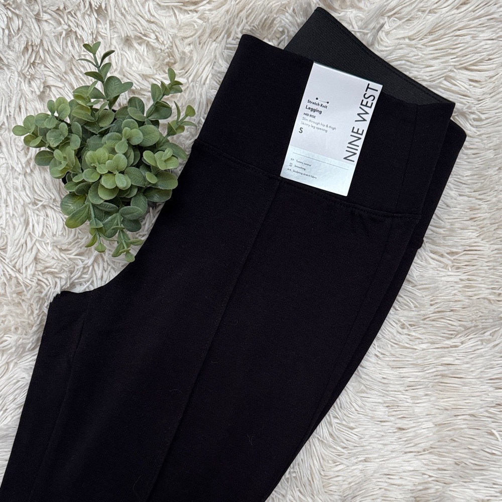 Nine West Stretch Knit Smoothing Leggings 💗 Black - Picture 4 of 12